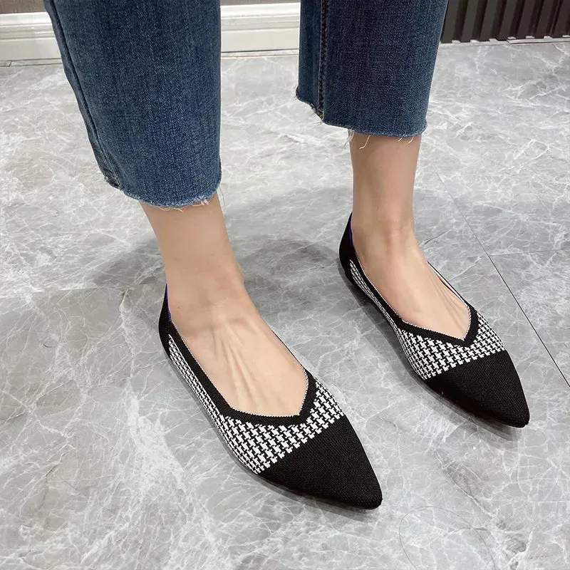 Merendy Knit Slip-On Pointed Toe Comfort Ballet Flats