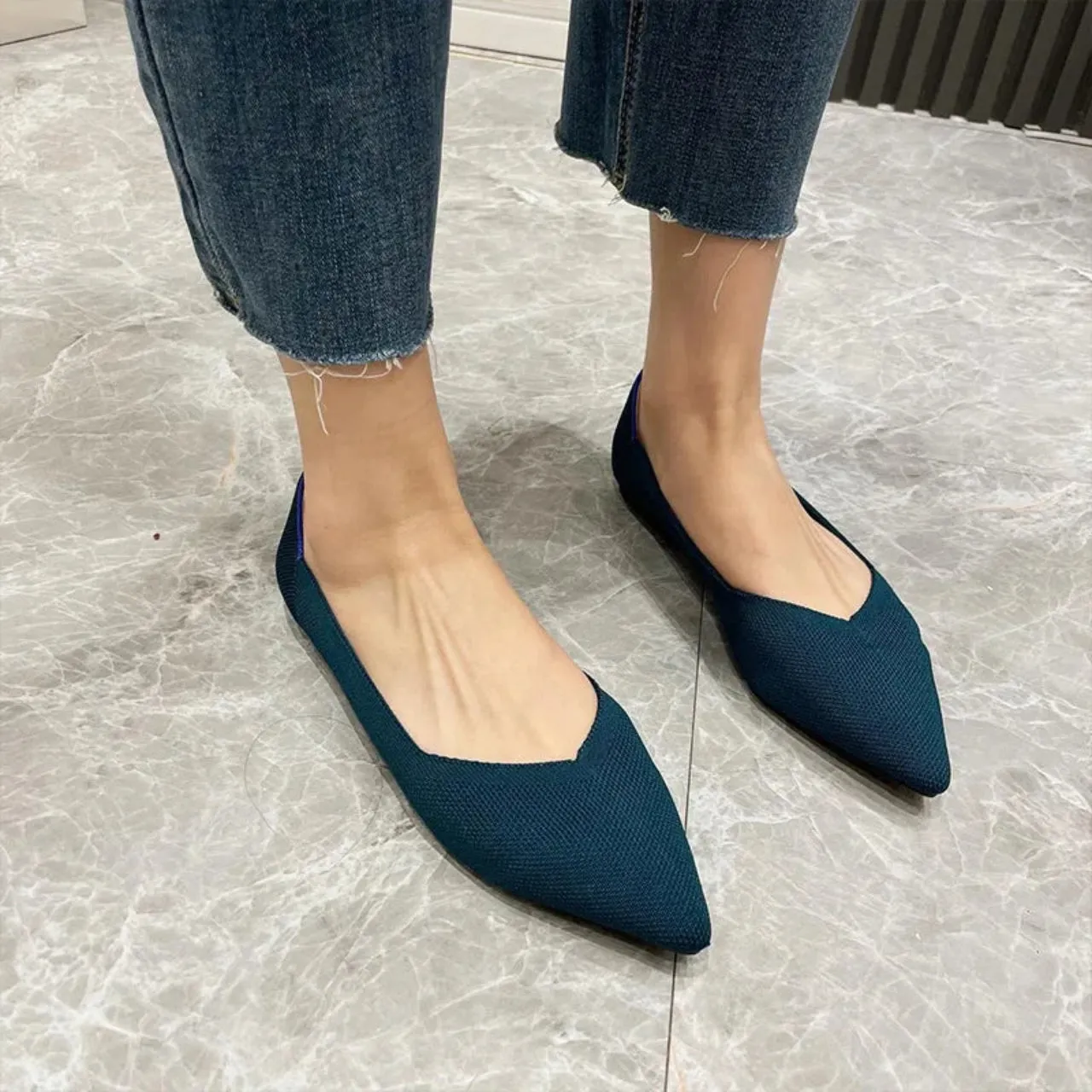 Merendy Knit Slip-On Pointed Toe Comfort Ballet Flats