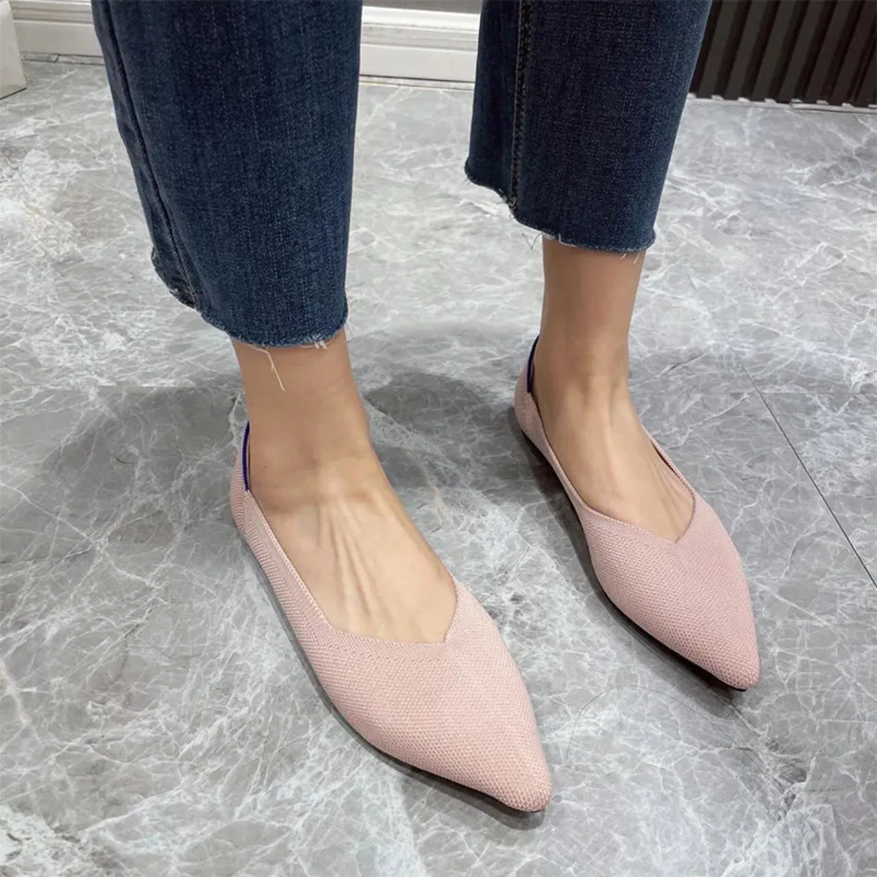 Merendy Knit Slip-On Pointed Toe Comfort Ballet Flats