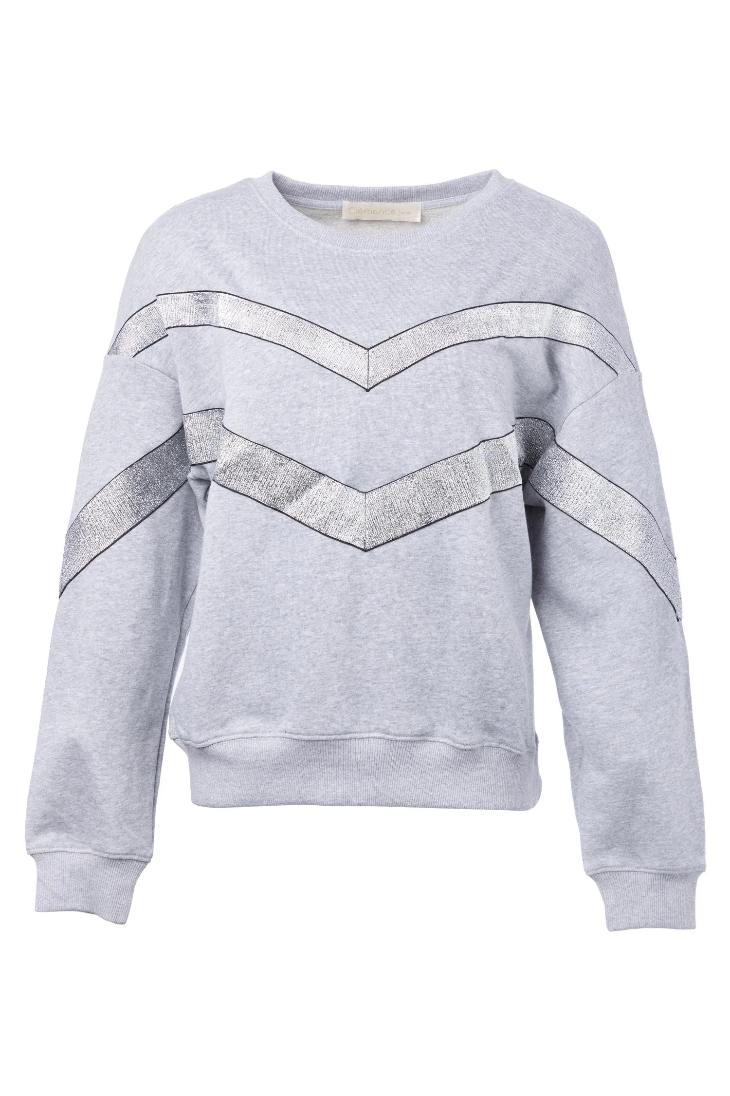 Metallic Rib Trimmed Sweatshirt