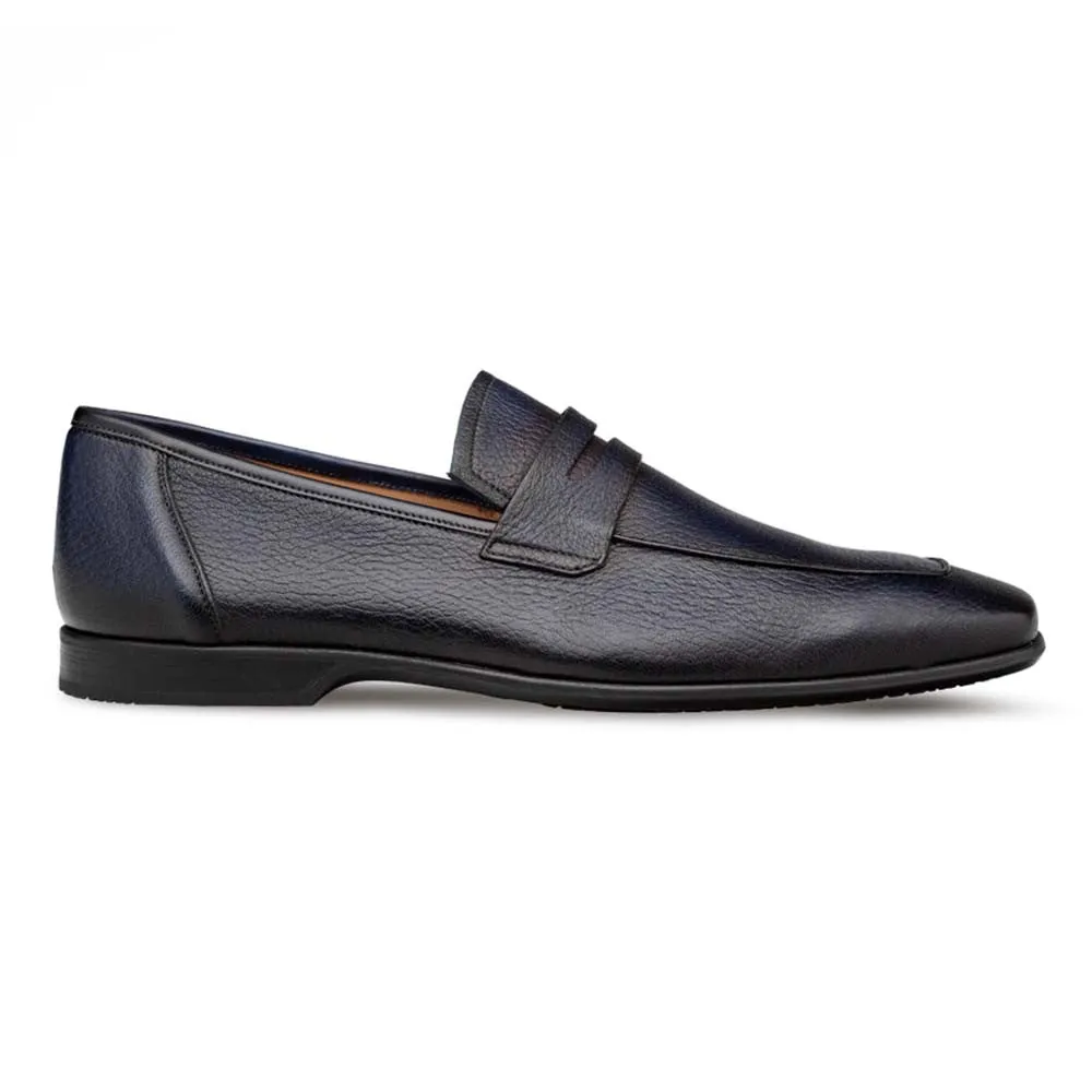 MEZLAN Men's Deerskin Blue Penny Loafer