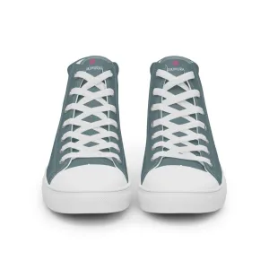 Mint Green Men's High Tops, Solid Pale Greyish Green Color Men’s High Top Canvas Sneaker Shoes (US Size: 5-13)