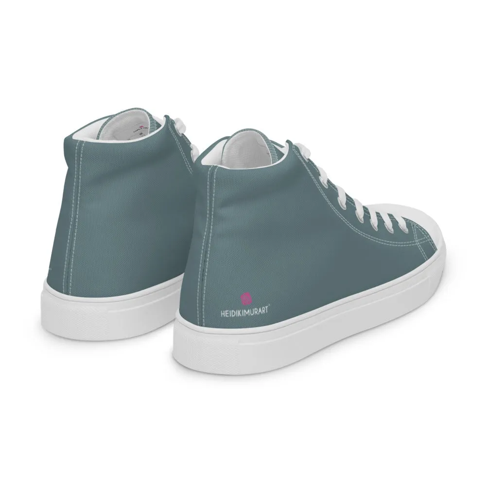 Mint Green Men's High Tops, Solid Pale Greyish Green Color Men’s High Top Canvas Sneaker Shoes (US Size: 5-13)