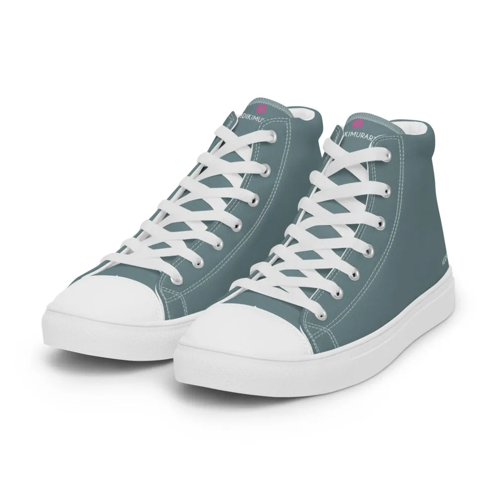 Mint Green Men's High Tops, Solid Pale Greyish Green Color Men’s High Top Canvas Sneaker Shoes (US Size: 5-13)