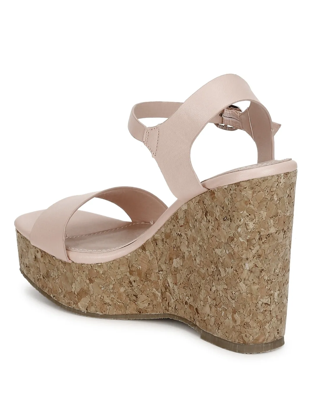 Nude Pu High Wedges