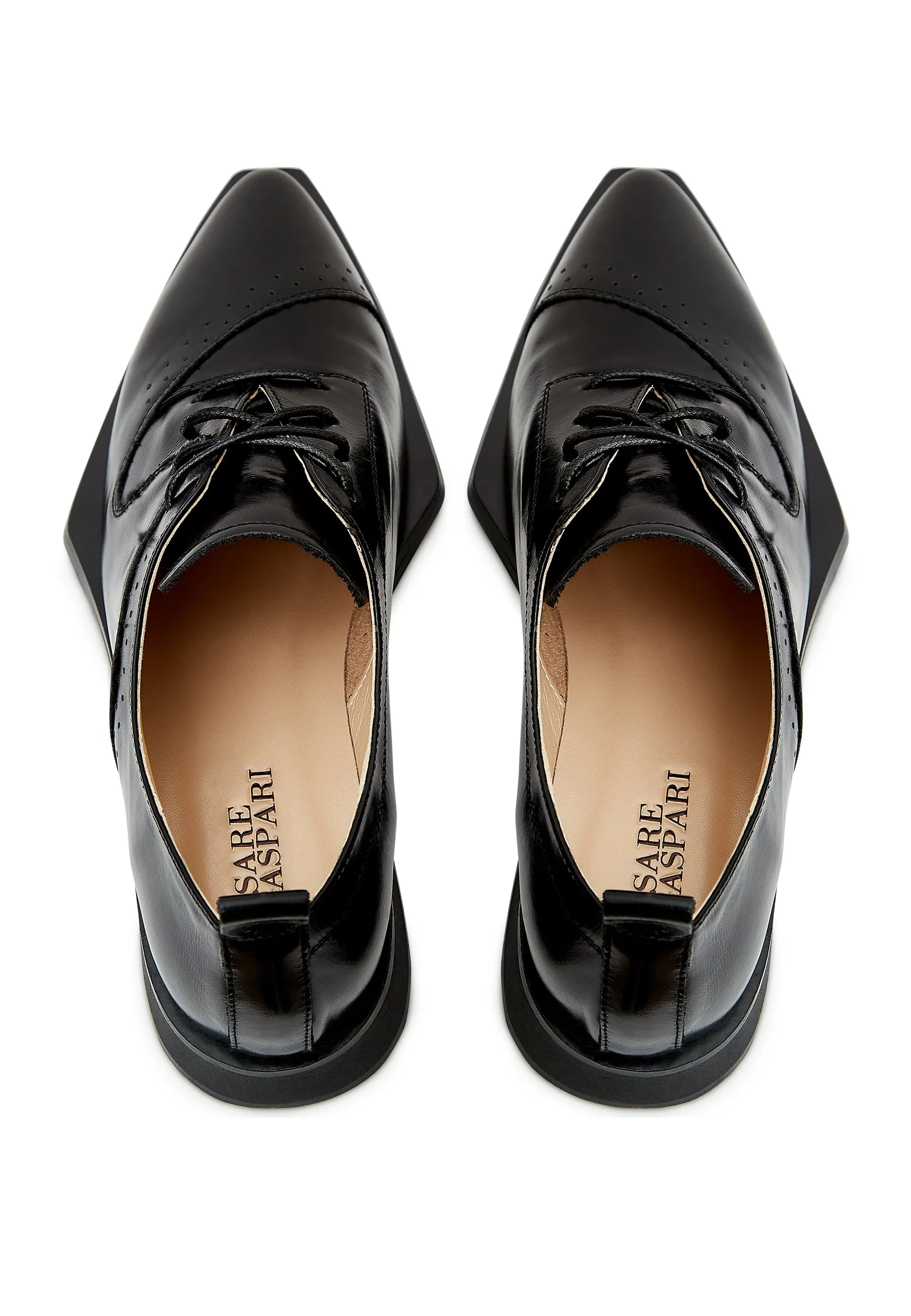 Pointed Lace-Up Brogues - Black