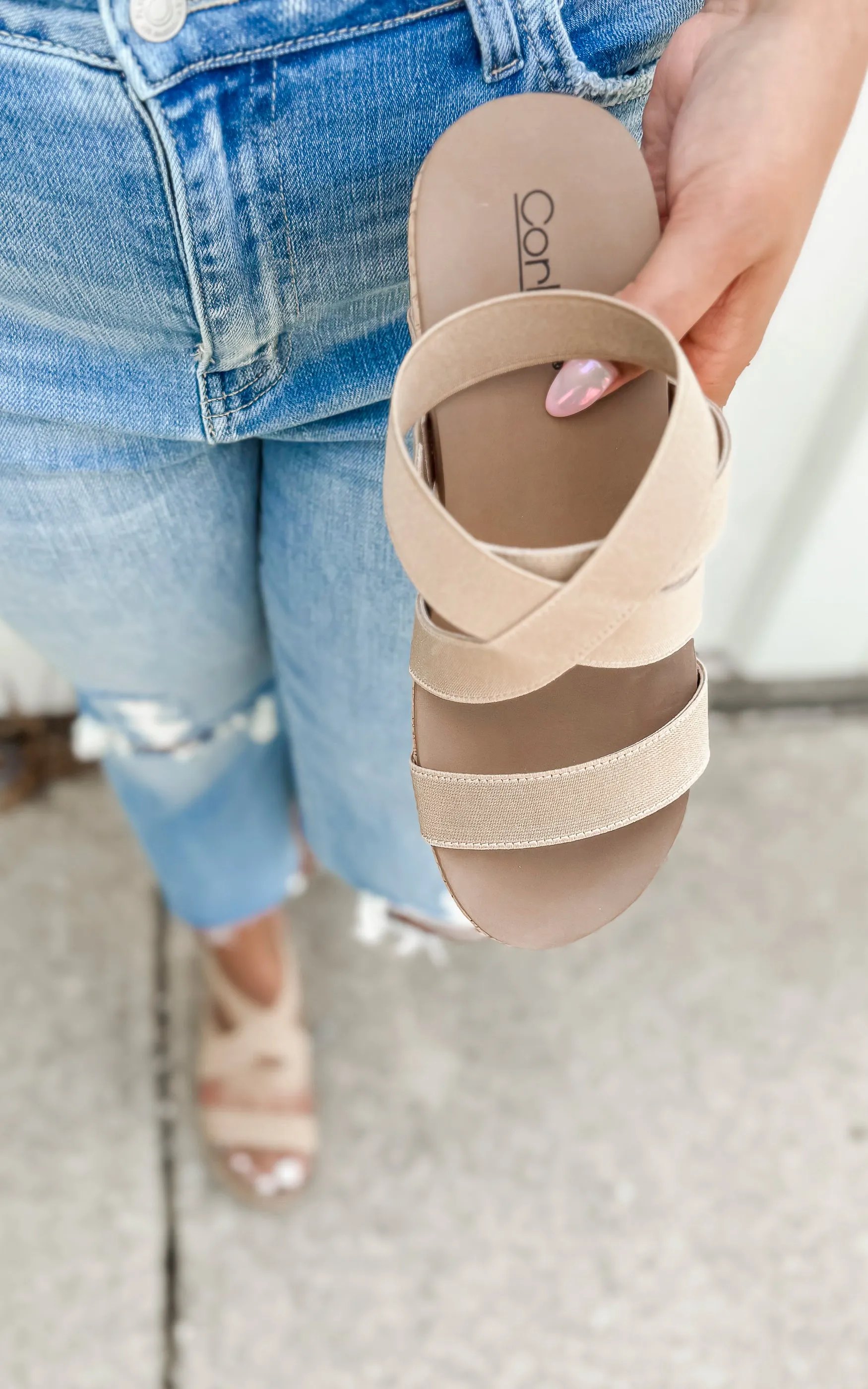 Quirky Elastic Strap Wedges | Corkys - Final Sale