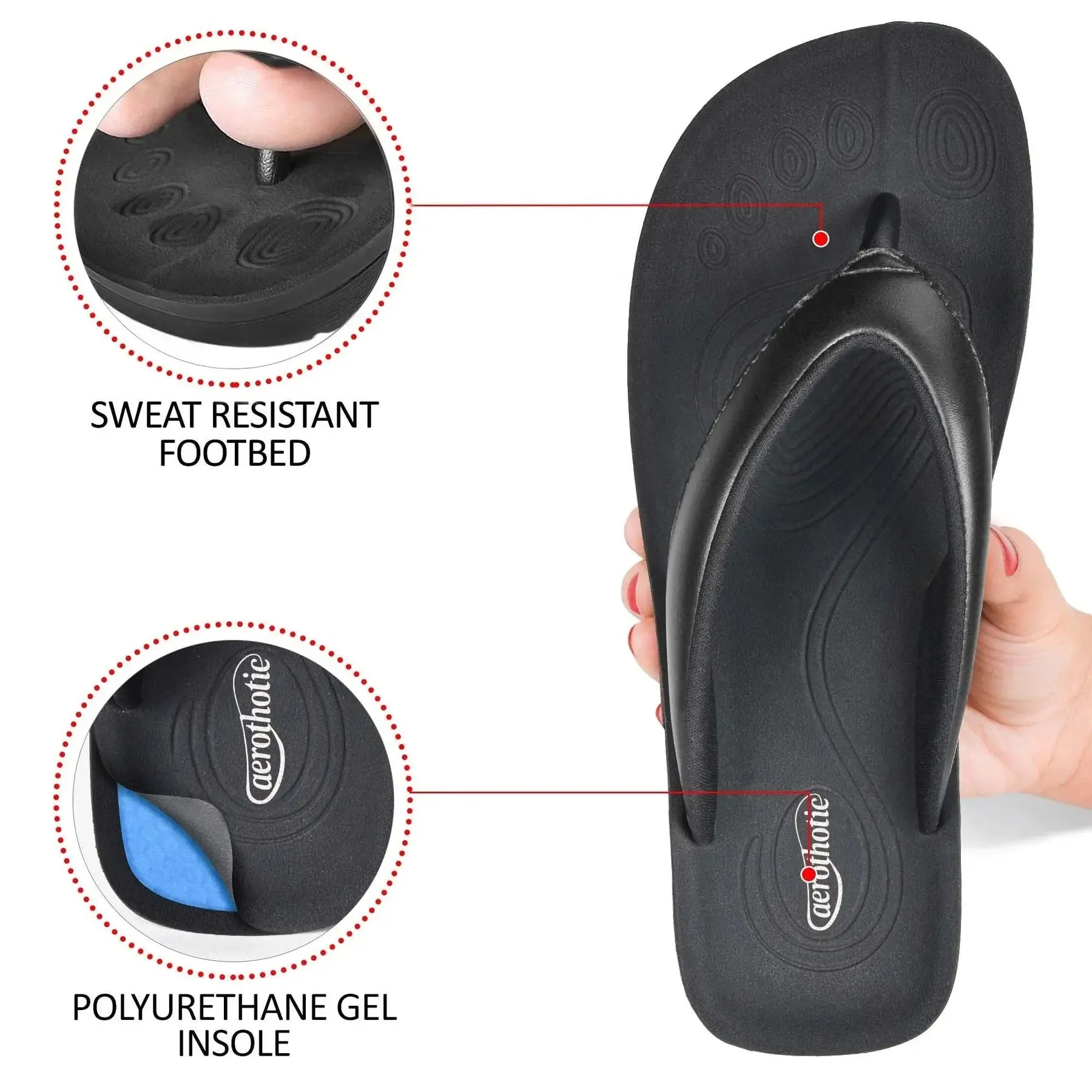 Ravine Orthotic Thong Sandal - Black