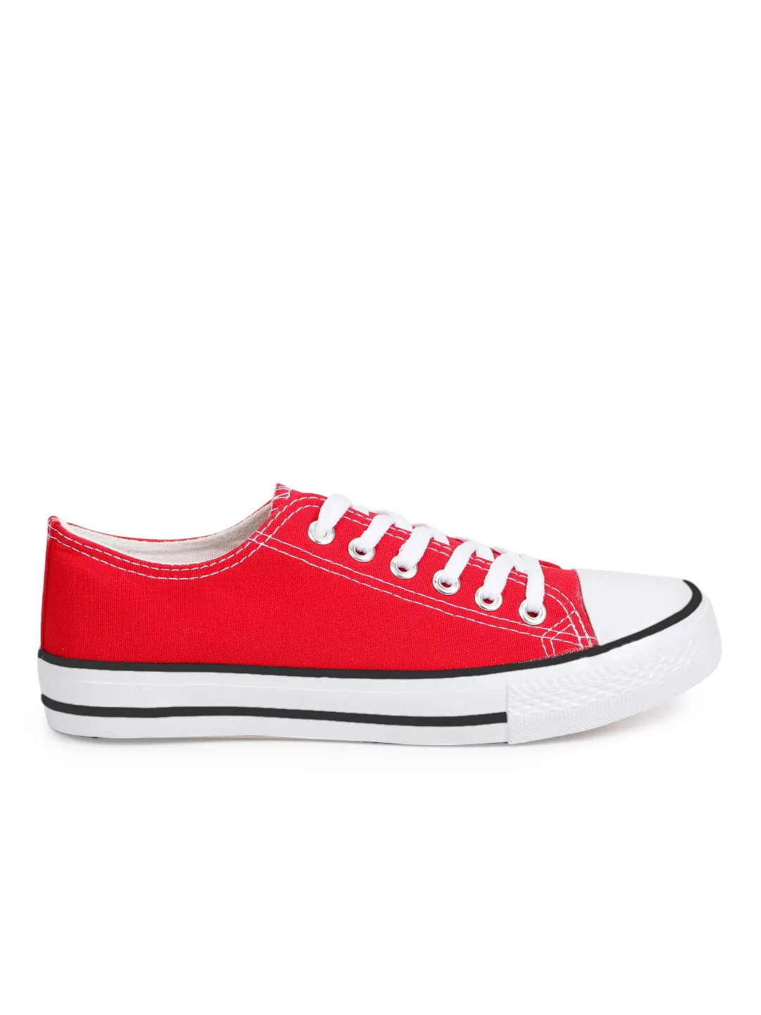 Red Canvas Stylish Lace-Up Sneakers For Kids-Unisex (TC-LKCAN3-RED)