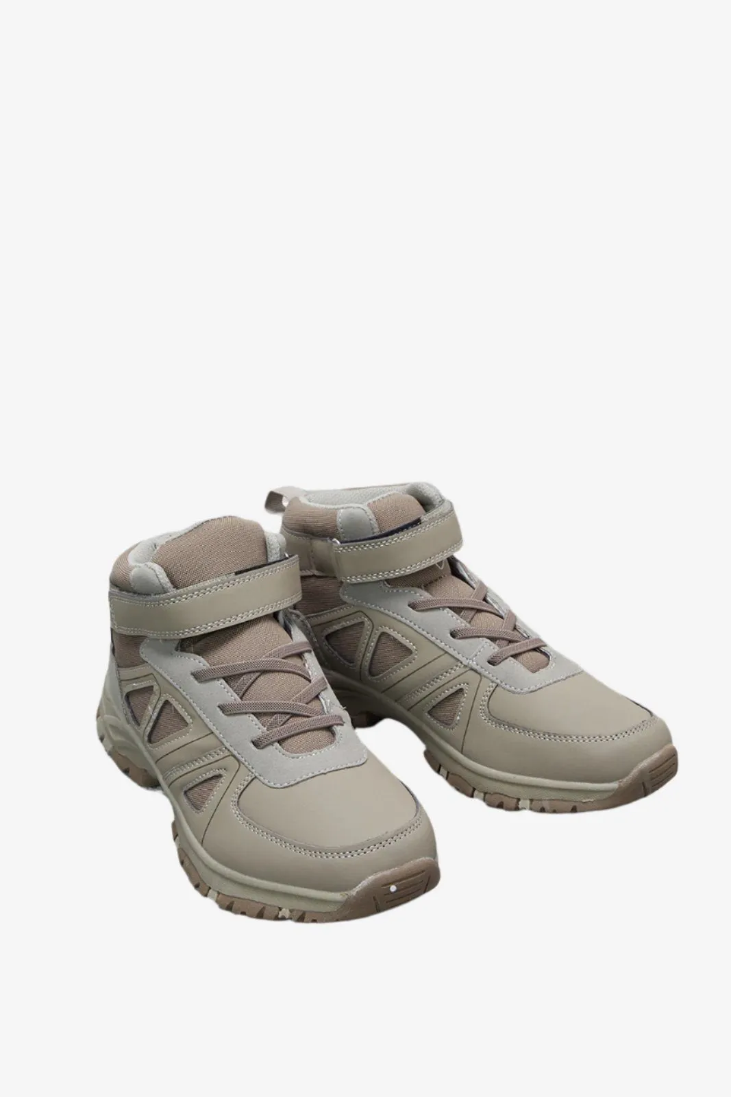 Senior Boys Beige Material Block High top Sneakers