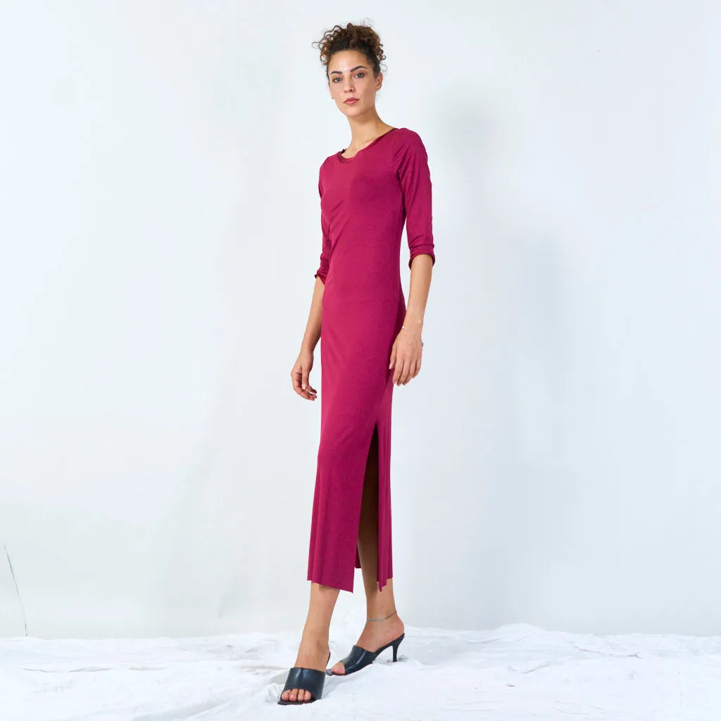 Sleek midi dress with side slit wholesale