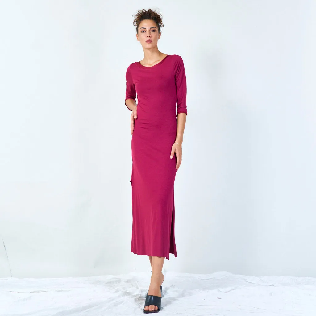 Sleek midi dress with side slit wholesale