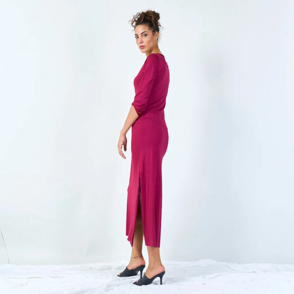 Sleek midi dress with side slit wholesale