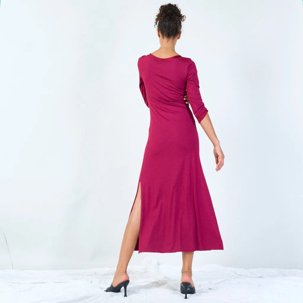 Sleek midi dress with side slit wholesale