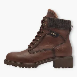 Tamaris Brown Boots with Rope-Style Laces & Chunky Sole - DUOTEX, Fur-Lined Tongue, Side Zip, Comfort Fit