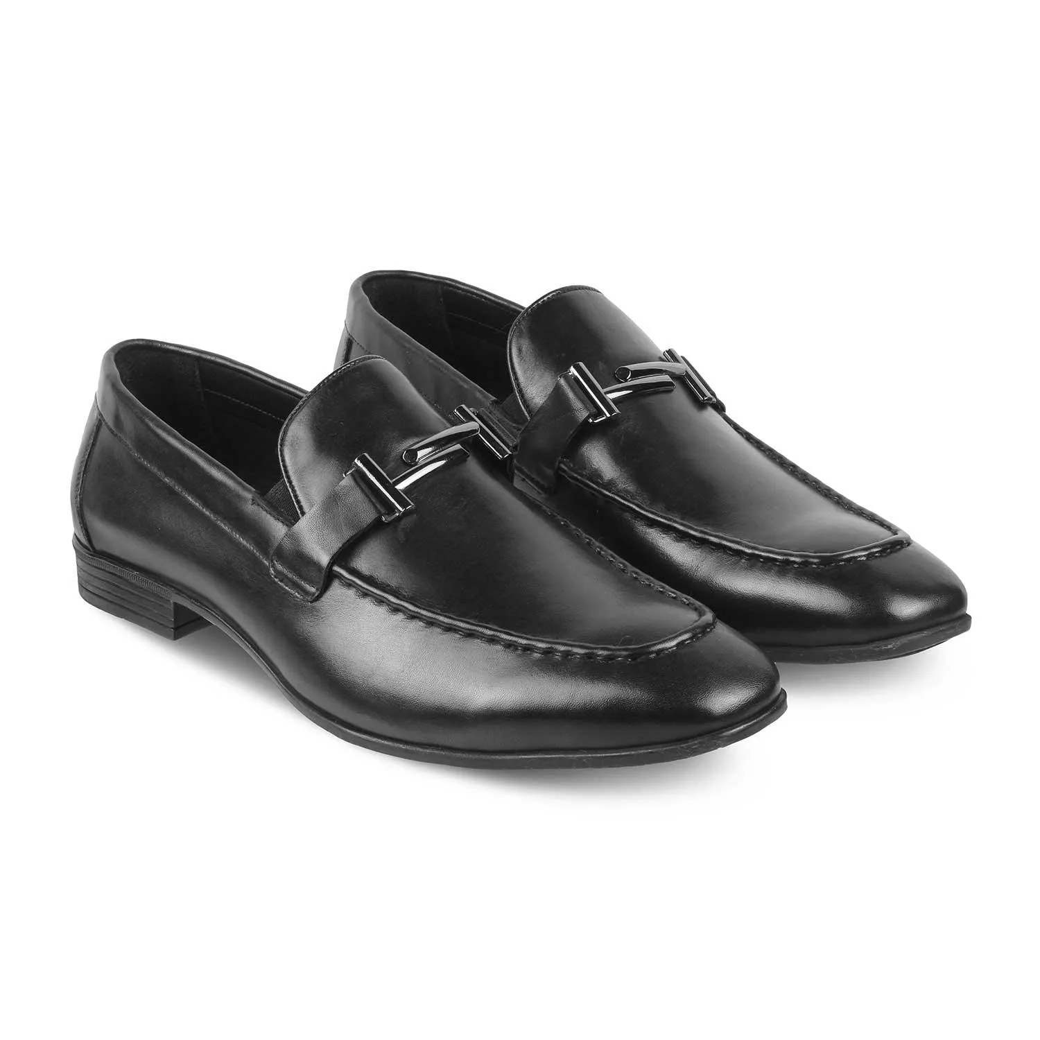 The Salperton Black Men's Leather Loafers Tresmode