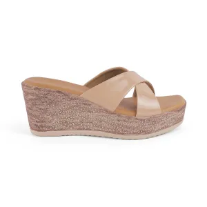 Tresmode Sansy Beige Women's Dress Wedge Sandals