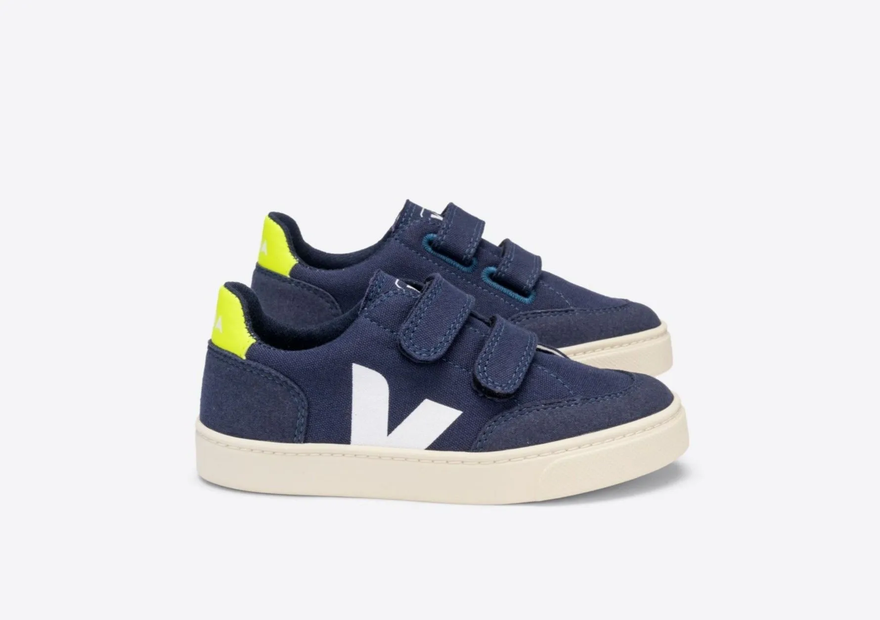 Veja V12 Velco Canvas - Nautical Jaune Fluo