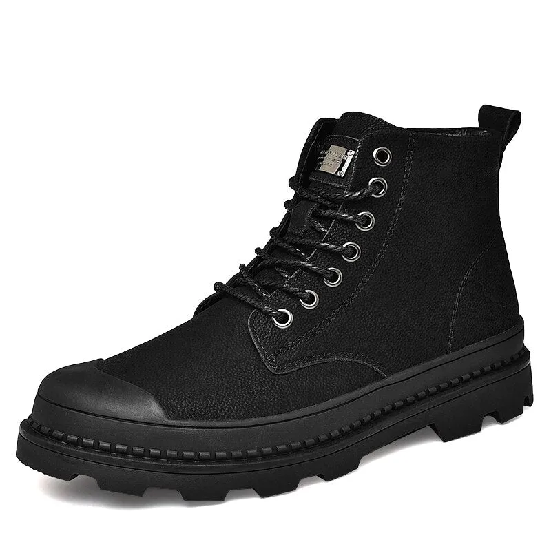 Winter Classic Black Outdoor Men Martin Boots Non Slip Comfortable Big Size Men Boots Genuine Leather Work Boots botas de homens