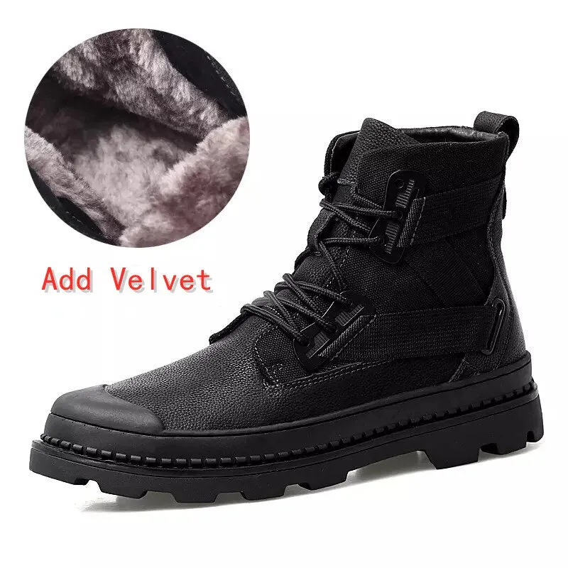 Winter Classic Black Outdoor Men Martin Boots Non Slip Comfortable Big Size Men Boots Genuine Leather Work Boots botas de homens