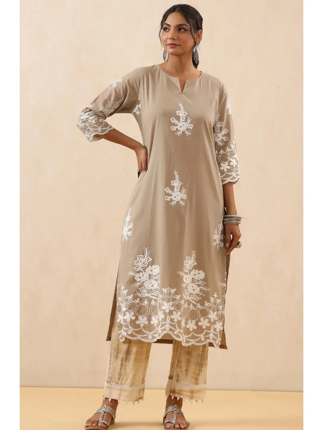 Zeenat Cotton Embroidered 3-Piece Kurta Set